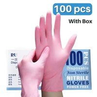 2021100pcs Reusable Pink Nitrile Gloves Latex Gloves Waterproof Cleaning Gloves For Household Garden Kitchen accessories