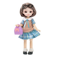 New 19CM Bjd Doll 13 Movable Joints Brown 3D Big Eyes Fashion School Uniform and Wedding Dress Best Birthday Gift for Kids