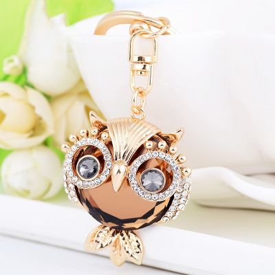 Fashion Big Crystal Owl Keychain Rhinestone Trinket Car Key rings Women Holder Bag  Pendant Accessories Animal Car Key Chain Key Chains