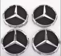 ฝาครอบดุมล้อ BENZ เบนซ์ ดาว 75mm. พื้นคาร์บอน