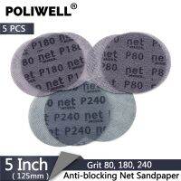 ▦ POLIWELL 5PCS 5 125 mm Mesh Abrasive Paper Dust Free Sanding Discs Auto Repair Round Net Sandpaper Anti-blocking 80 180 240Grit