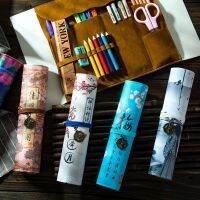 ☏◙ Portable Pencil Case Retro PU Lovely Pen Holder Rolling Stationery Storage Bags Vintage Estuches Escolares Korean Pencil Bags