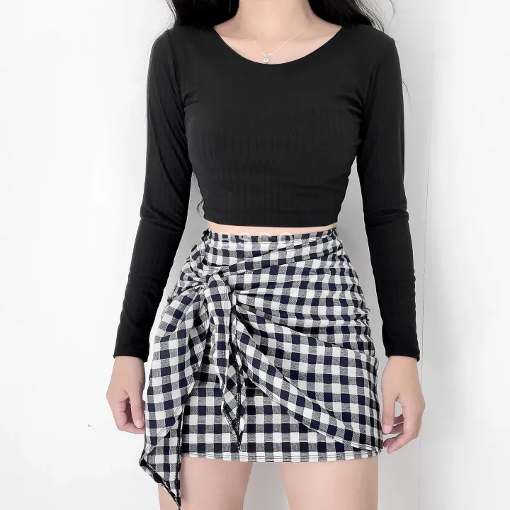 BSCO ORIGINAL PLAID SKIRT & LONG SLEEVES TOP Lazada PH