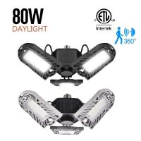 123PCS E26 80W Motion Activated โคมไฟเพดาน8000LM AC85-265V LED Deformable โรงรถโคมไฟ High Bay Light สำหรับคลังสินค้า