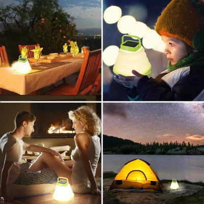 LED Solar Light Foldable Flashlight 3 Modes USB Cable Tent Lights Lantern Outdoor Solar Lamp Camping Lights Garden Decoration