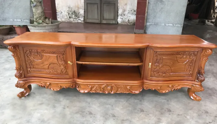 Kệ để tivi và loa, Kệ Louis Hoàng gia gỗ hương đá, Kệ 2m2 mẫu số 53 | Lazada.vn