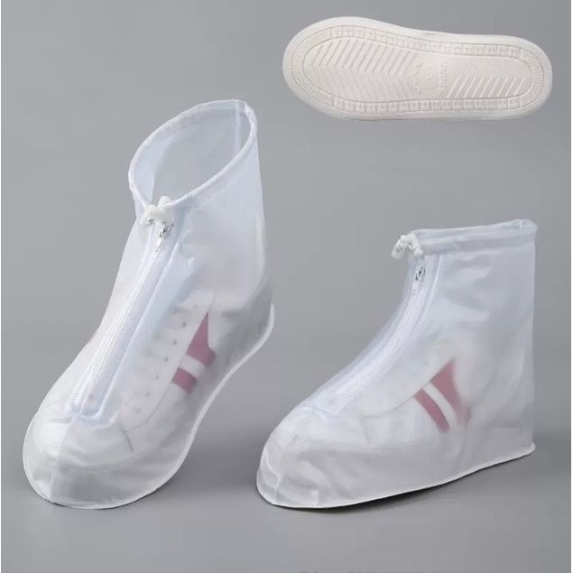 รองเท้ากันน้ำกันเปียก-มีซิปและสายรัดข้อ-พื้นยางกันลื่น-ถุงคลุมรองเท้ากันน้ำรองเท้ากันฝนพีวีซี-xln0804
