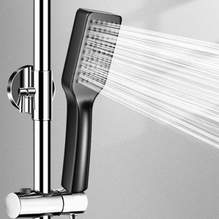 zhangji-abs-plastic-water-saving-shower-head-with-hose-holder-matte-black-massage-rainfall-showerhead-bathroom-accessories-by-hs2023