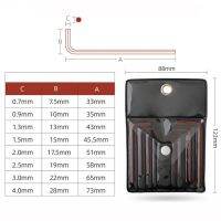 ชุดกุญแจแอลประแจขนาดเล็กขนาด0.7ถึง4มม. พร้อมกระเป๋าแบบพกพาชุดเครื่องมือสำหรับแขนสั้นไขควงกุญแจหกเหลี่ยมทรง L
