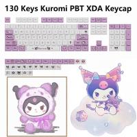 SANRIO Cinnamoroll Kuromi 130คีย์ PBT XDA ปุ่มกดสำหรับแป้นพิมพ์กล61 64 68 87 104คีย์หมวกที่สำคัญปก MX สวิทช์เครื่องกล keycaps