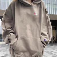 2023 Genuine  Japanese version of the cute champion male and female couple sweater female embroidery autumn and winter loose spring and autumn style thickened hooded jacket trendy
