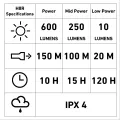 LEDLENSER H8R - Rechargeable HEADLAMP  600 LUMENS 120 Hrs - Bright LED Light - 7 Years Warranty. 