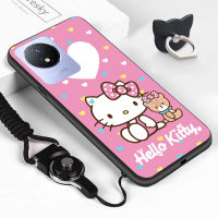 Case4you เคสเคสยางกันกระแทก TPU ซิลิโคนสำหรับ Vivo Y02T Kity Cat KT น้ำตาลแมวซิลิโคนขอบแบบนิ่มสุดน่ารักเคสครอบโทรศัพท์แหวนใส่นิ้วสำหรับเด็กผู้หญิง