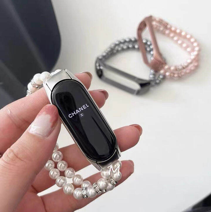 Jewelry Colorful Pearl Beaded Strap for Mi Band 5 6 7 8 Smart