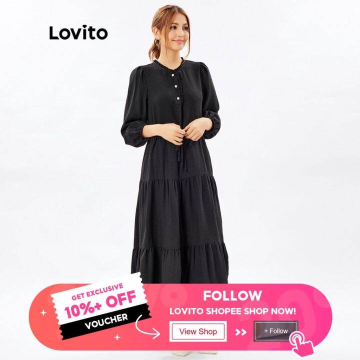 lovito-muslim-plain-plicated-stand-collar-button-front-cool-feeling-dress-l26ed039-black