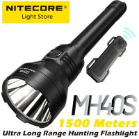 NITECORE MH40S 1500 M Lumens ไฟฉายระยะไกล18W QC ไฟฉายการล่าสัตว์แบบชาร์จไฟได้เร็วรีโมทไร้สายแบตเตอรี่21700