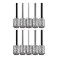 10 Pcs Cylindrical Head Diamond Burr Stone Carving Grinding Set 8mm for Stone Rocks Glass Ceramics for Dremel-Rotary Tools