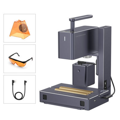 LaserPecker 2 Handheld Laser Engraver Marker Engraving &amp; Cutting Machine Portable With Adjustable Lifting 5W Compress Spot Fast Focus Wireless APP Control Protective Cover Goggle 100X2000Mm Work Area For Carving Metal 304 Stainless Steel Leather Bamboo