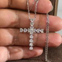 ✜☫ 5A Zirconia Cross Crystal Pendant 925 Sterling Silver Pendant Necklace Female Necklace Female Fashion Jewelry Gift