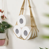 Household Toilet Roll Paper Storage Hand Toilet Cotton Rope Paper Towel Tissue Net Pocket Bathroom Hardware Paper Holders