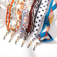 2022 Color Nylon Rope Printing Silk Scarf Sunglasses Windproof Mask Chain Lanyard Plaid Fabric Splicing Glasses Chain Neck Strap