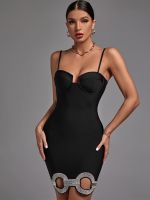 【YF】 Bandage Dress 2022 New Womens Mini Bodycon Elegant Sexy Black Evening Club Party High Quality Summer Runway