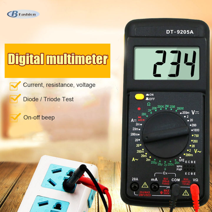 B-F Digital Multimeter Tampilan Layar LCD Alat Uji Ketahanan Voltase ...