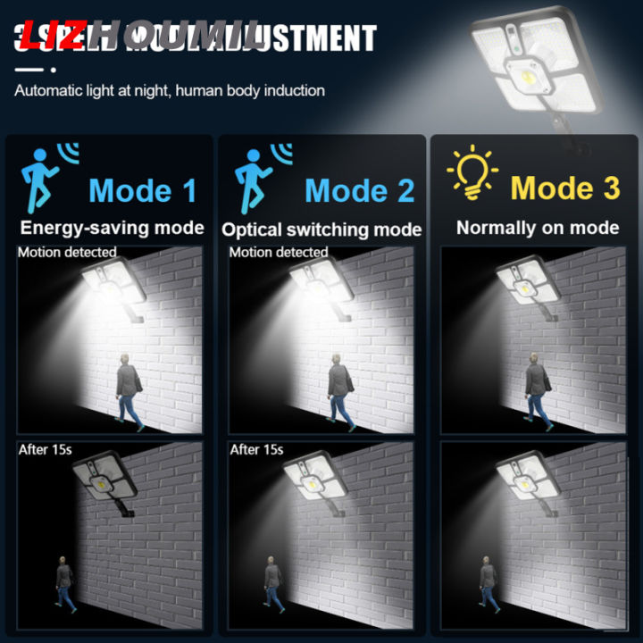 lizhoumil-ไฟสาดแสงสำหรับกลางแจ้ง-220led-พลังงานแสงอาทิตย์โคมไฟสว่างมากเซ็นเซอร์ตรวจจับการเคลื่อนไหวควบคุมระยะไกล-cob-ไฟติดผนังไฟสาดแสง