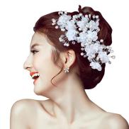 1Pc Flower Faux Pearl Wedding Hair Pin Headwear White Hair Clip Bride