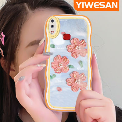 Jjlingji เคส M01s ปลอกสำหรับ Samsung A10s มุกแวววาวดอกไม้สีชมพูสีส้มขอบสีกันกระแทกแบบใสนิ่มเคสมือถือเคสโทรศัพท์ปกป้องทนทานต่อรอยขีดข่วน