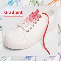 [HOT EXQQUZIOWGWD 116] Gradient สีแบนรองเท้า Laces สำหรับผ้าใบรองเท้าผ้าใบกีฬา Shoelaces Strings สำหรับเด็กรองเท้าแฟชั่น Shoestring สำหรับรองเท้าผ้าใบเต้นรำ