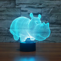 Nighdn Hippo LED Night Light สำหรับเด็ก3D Illusion Lamp Room Decor 7สีเปลี่ยน Nightlight ของขวัญเด็ก Boys Girls