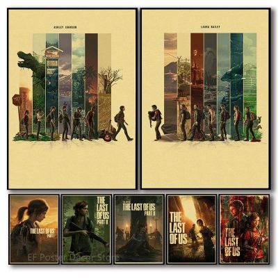 ◎ Hot The Last of Us Part 1 2 โปสเตอร์ Aesthetic Gaming พิมพ์ภาพวาด Vintage Home Room Bar Cafe Art Wall Decor ของขวัญ Retro ภาพ