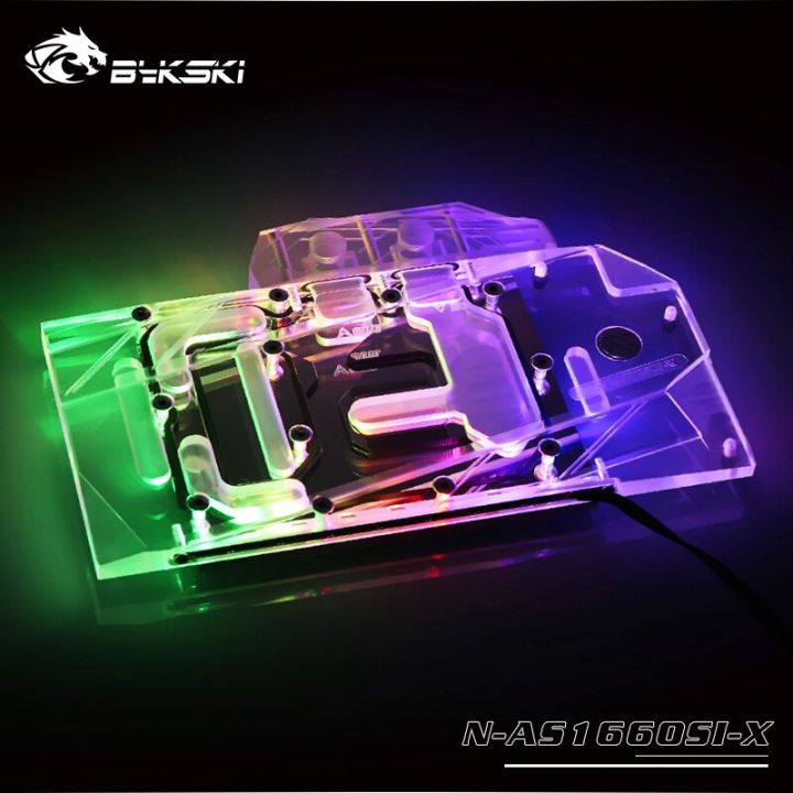 bykski-gpu-water-cooling-block-ใช้สำหรับ-asus-gtx1660-o6g-si-full-cover-ทองแดงหม้อน้ำบล็อก-3pin-5v-a-rgb-4pin-12v-rgb