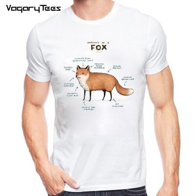 New Arrivals Fashion T-Shirt Men Fox Drawing Printing T-Shirt Tops Casual Cartoon Watercolor Fox Homme Tee Shirt