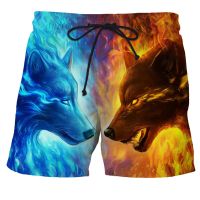 New Fashion Summer Mens Shorts for Animals Wolf Printed Summer 3D Shorts Man Beach Short Men