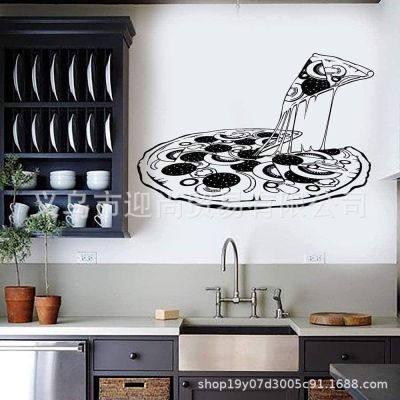 [COD] pizza food self-adhesive removable wall stickers foreign trade supply decoration restaurant kitchen