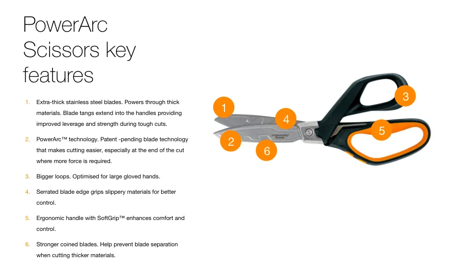 Fiskars PowerArc Heavy Duty Scissors 26cm - Fiskars PowerArc Heavy Duty  Scissors 26cm