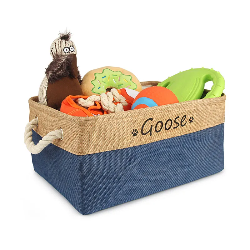 Personalized Dog Toy Basket Pet Storage Foldable Box Custom Name