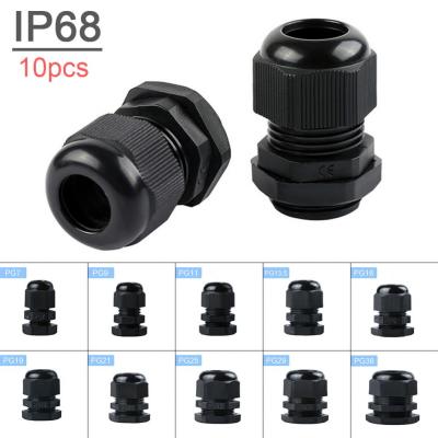 10pcs Plastic Waterproof Cable Gland IP68 sealed gran head Wire entry PG/7/9/11/13.5/16/19/21/25 Cable fixed head Connector