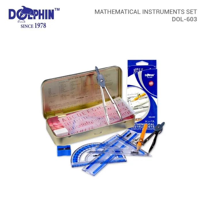 Dolphin TOKIN Mathematical Instrument Box / Geometry Set / Jangka Lukis ...