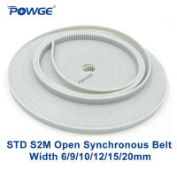 Powge Std S2m เข็มขัดแบบซิงโครนัสแบบเปิดความกว้างของ S2m-6 6/9/10/12/15/20มม. ทำจากโพลียูรีเทนเหล็ก Pu ระยะเวลา Std2m แบคแลชขนาดเล็กเครื่องพิมพ์3d