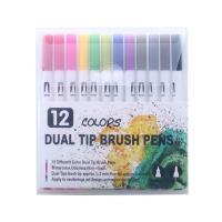 100สี Dual Tip แปรงมาร์เกอร์ปากกาศิลปะสีน้ำ Fineliner วาดภาพวาดเครื่องเขียนผลที่ดีที่สุดสำหรับระบายสีมังงะการ์ตูน gift gift