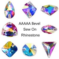 AAAAA Bevel Glitter Crystal Sew On Rhinestones Crystal AB 8 Shapes Strass стразы Sewing Rhinestones For sewing accessories B3933