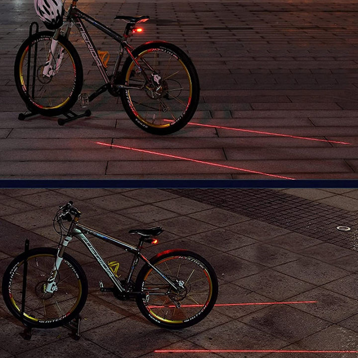 ไฟจักรยานสีแดงกันน้ำพร้อมไฟ-led-5ดวงและลำแสงเลเซอร์2ดวงเพื่อความปลอดภัยไฟท้ายจักรยานไฟเตือนท้ายไฟท้ายจักรยานจักรยาน