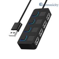 USB 2.0ฮับหลายพอร์ต4พอร์ต Splitter Expander USB Power อะแดปเตอร์สำหรับแล็ปท็อป PC