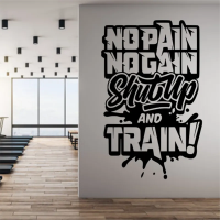 No Pain No Gain Train GYM Fitness Slogan Wall Sticker Home gym Vinyl Decal Home Decoration Wall Tattoo Y268 Cables  Converters