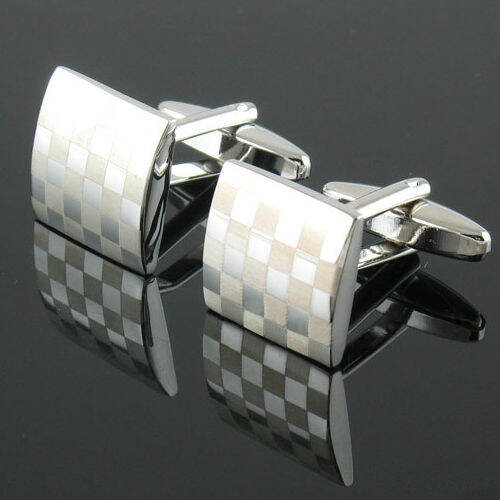 mens-stainless-steel-business-shirt-silver-square-lattice-wedding-cufflinks