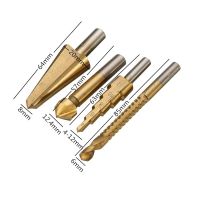 【CW】 New Arrival Best 4PCS Titanium Coated Saw Hole Reamer Chamfer Cutter Bit Woodworking Umbrella Cone Drilling