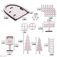 15ชิ้นบ้านตุ๊กตาเอลฟ์ประตูตกแต่งคริสต์มาสแสงปลอมสตริงพวงหรีดกล่องต้นไม้ของขวัญขนาดเล็กนางฟ้าของเล่นบ้านแบบจำลองฉากขนาดเล็ก